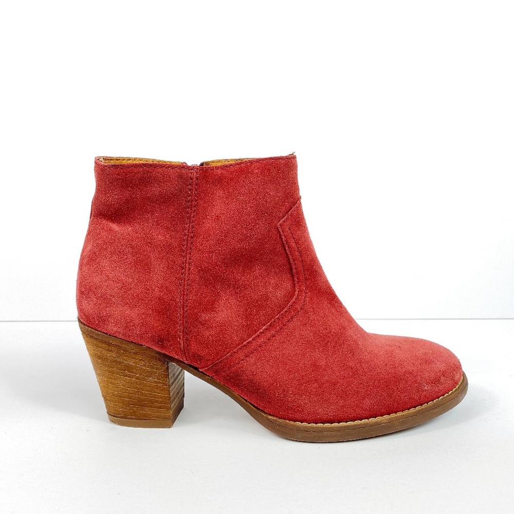 1937 Footwear Cinnamon Red Suede Zip Up Booties